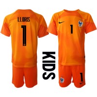 Frankreich Hugo Lloris #1 Torwart Fußballbekleidung Heimtrikot Kinder WM 2022 Kurzarm (+ kurze hosen)